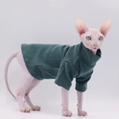 Haine pentru pisici Sphynx pentru bebeluși, din bumbac moale, ținută pentru pisici de iarnă pentru Cornish, culoare uni, Devon, costum de pulover pentru pisici fără păr, haine pentru animale de companie