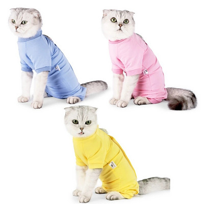 Костюм за възстановяване на котки Рана против облизване Дишаща риза за коте След операция Носете дрехи за домашни любимци Жилетка