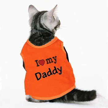 Love Cat Ρούχα Βαμβακερά μπλουζάκια κατοικίδιων ζώων Ρούχα για γάτες Γιλέκο γατάκια Μικρά ρούχα για σκύλους Μαμά μπαμπά Γιλέκο Gatos Ρούχα για κατοικίδια 35S1