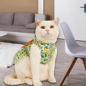 Υπέροχη φούστα γάτας που διακοσμεί γιλέκο κατοικίδιων με λεμόνι Ρούχα εκτύπωσης πουλόβερ με απαλή υφή Φόρεμα γατάκι για πάρτι