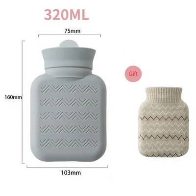 320 ml silikoonist kuumaveepudel talvine mini armas kätesoojendaja kaasaskantav paksust kummist plüüsist kuumaveekott voodijalgade soojendamiseks