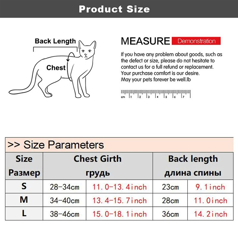 Odjeća za mačke, odijelo za oporavak, kombinezon za male pse nakon operacije, nosi rane protiv lizanja, podesivi ovratnik, pidžama za mače, bodi