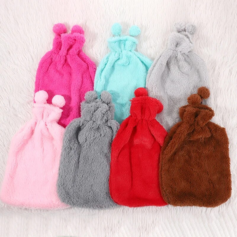 Υφασμάτινο κάλυμμα για μπουκάλι ζεστού νερού Winter Faux Fur Λαστιχένιο Ζεστό Παιδικό 2 λίτρων Θερμοστάτης Χεριών Ποδιών Στερεό κάλυμμα οικιακής τσάντας νερού