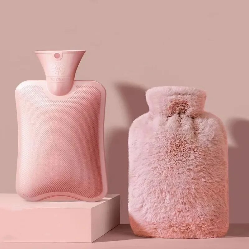 Ziemas liels termiskais karstā ūdens maiss ar vāku karstā ūdens pudeles plīša auduma komplekts roku sildītājs PVC ūdens sildīšanas maiss roku siltam vēderam