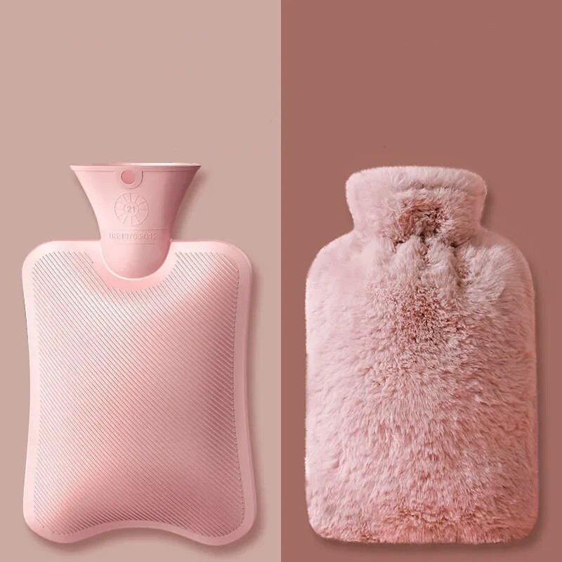 Ziemas liels termiskais karstā ūdens maiss ar vāku karstā ūdens pudeles plīša auduma komplekts roku sildītājs PVC ūdens sildīšanas maiss roku siltam vēderam