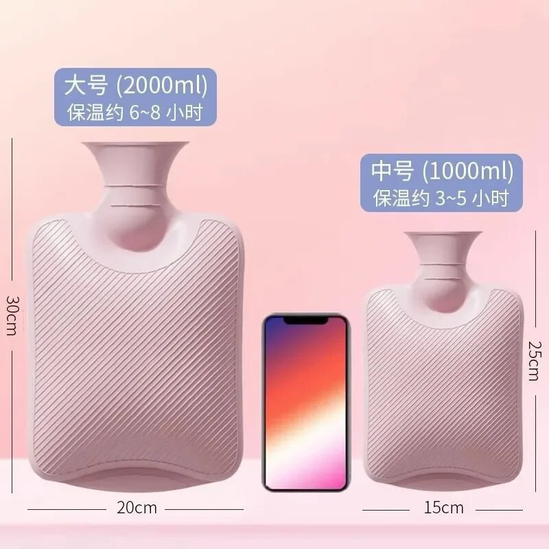 Ziemas liels termiskais karstā ūdens maiss ar vāku karstā ūdens pudeles plīša auduma komplekts roku sildītājs PVC ūdens sildīšanas maiss roku siltam vēderam