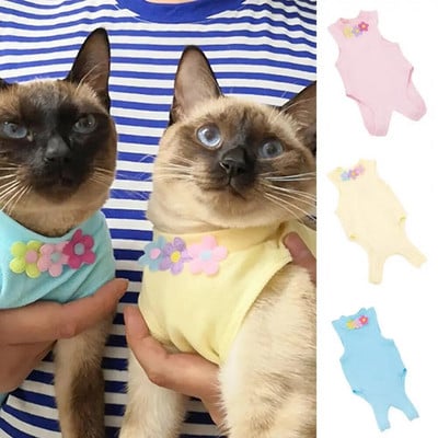 Костюм за възстановяване на котки Супер мек памучен костюм за стерилизация на котки против облизване Костюм за възстановяване на хирургия Облекло за домашни любимци