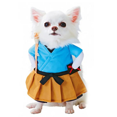HJYD naljakad lemmikloomariided Cosplay Samurai koerakass Halloweeni pidu Armsad kostüümirõivad Mugavus väikesele keskmisele koerale Chihuahua