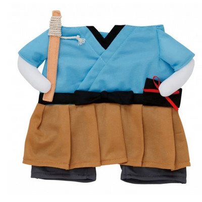 HJYD Juokingi naminių gyvūnėlių drabužiai Cosplay Samurajus Dog Cat Helovino vakarėlis Mieli kostiuminiai drabužiai Patogūs mažam ir vidutiniam šuniui čihuahua