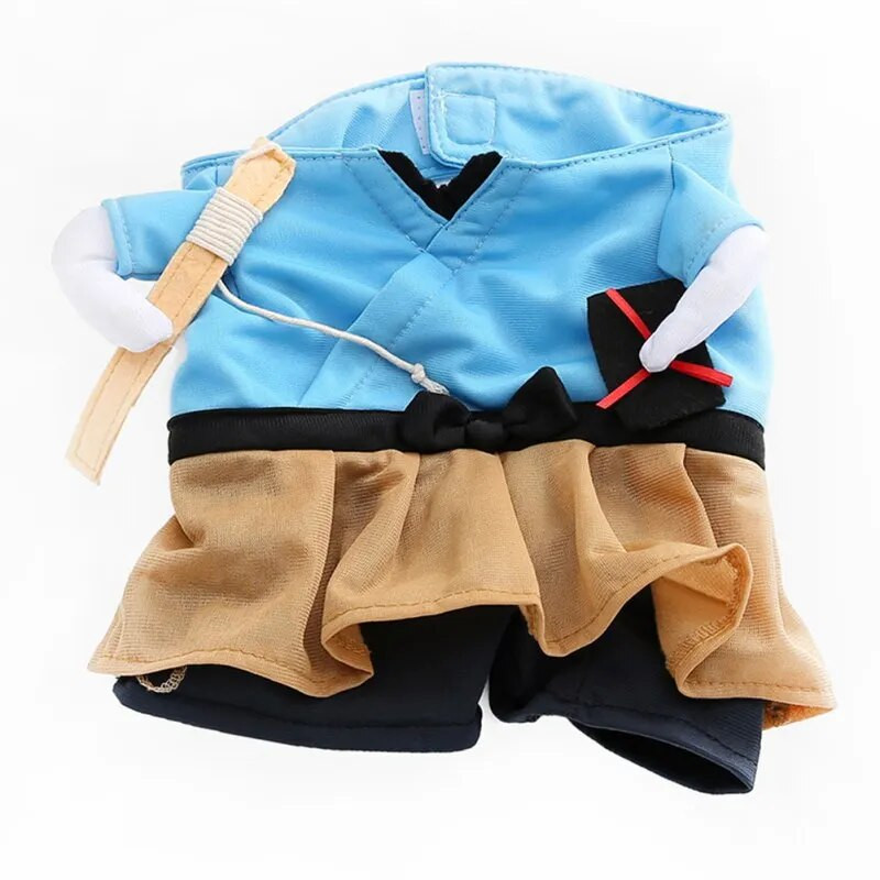 HJYD Αστεία ρούχα για κατοικίδια Cosplay Σαμουράι σκύλος γάτα αποκριάτικο πάρτι Χαριτωμένο κοστούμι Άνεση ρούχων για μικρό μεσαίο σκύλο Τσιουάουα