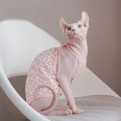 Καλοκαιρινά ρούχα για γάτες Sphnx Ροζ βαμβακερό γιλέκο Σφίγγα Μαλακό χαριτωμένο αμάνικο πουκάμισο Γατάκια Παλτό Αναπνεύσιμο Devon Rex Soft Clothing