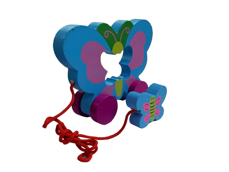 Играчка Пеперуда, За дърпане,  Дървено, 12х12 см