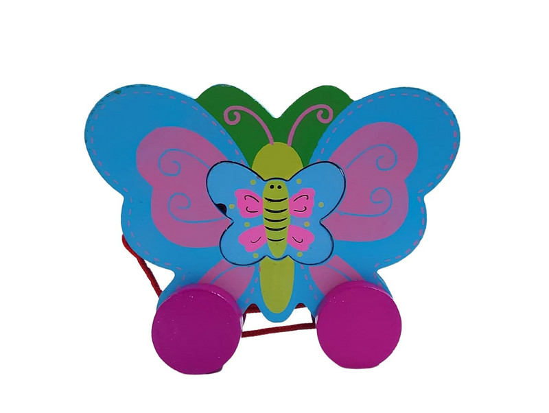 Играчка Пеперуда, За дърпане,  Дървено, 12х12 см