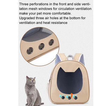 Τσάντα μεταφοράς γάτας PU Φορητό εξωτερικό σακίδιο πλάτης ταξιδιού για μικρά σκυλιά γάτα Διαφανές αναπνεύσιμο τσαντάκι ώμου μεταφοράς Προμήθειες για κατοικίδια