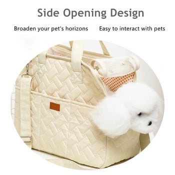 Hanpanda Four Season Голямо пространство Дишаща носачка със странично отваряне за кучета Преносима котешка платнена чанта през рамо Транспортни принадлежности за домашни любимци