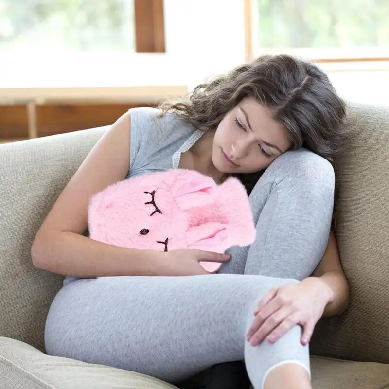 Téli melegvizes palack újrafelhasználható kézmelegítő stressz fájdalomcsillapító levehető plüss puha huzat aranyos polár kézmelegítő