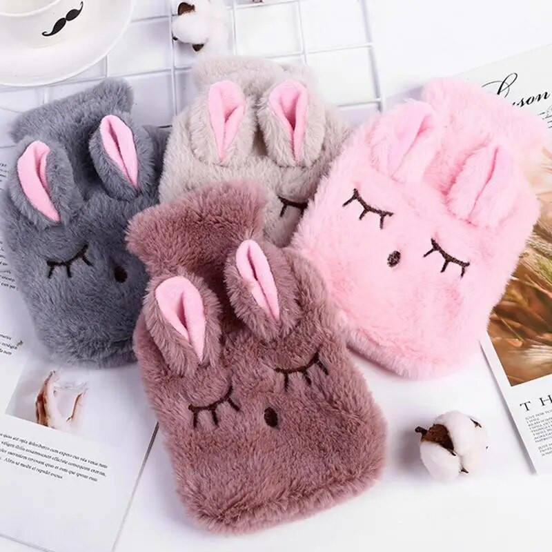 Téli melegvizes palack újrafelhasználható kézmelegítő stressz fájdalomcsillapító levehető plüss puha huzat aranyos polár kézmelegítő