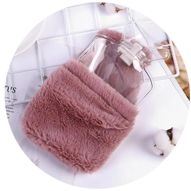 Téli melegvizes palack újrafelhasználható kézmelegítő stressz fájdalomcsillapító levehető plüss puha huzat aranyos polár kézmelegítő