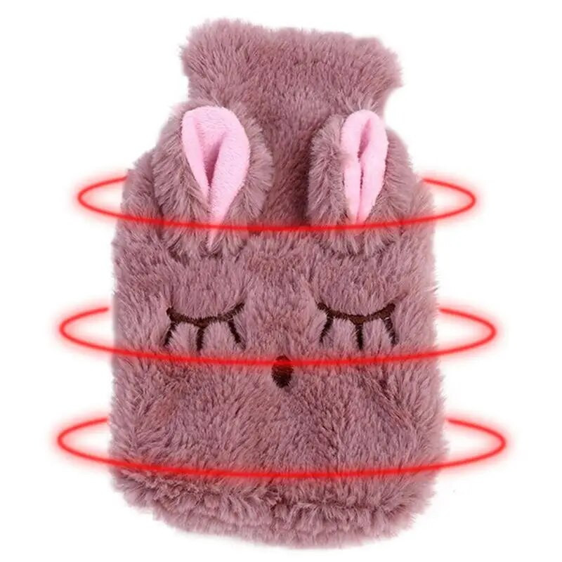 Téli melegvizes palack újrafelhasználható kézmelegítő stressz fájdalomcsillapító levehető plüss puha huzat aranyos polár kézmelegítő