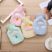 2db 1-ben Hordozható vizes melegvizes palack Aranyos rajzfilm meleg kézitáska Gyermek öblítés Kis meleg Palace bársonyos melegvizes táska