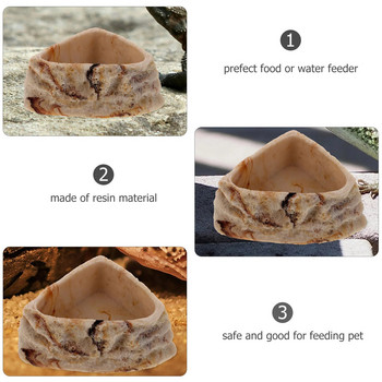 Κύπελλο ερπετών Ζώα Τροφή Νερό Πιάτο ερπυστριοφόρος τροφοδότης πιάτων τροφοδοσίας κατοικίδιων ζώων Ρητίνη χελώνας Terrarium θήκη γκέκο