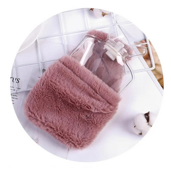 Многократна зимна топла топлина Ръчна грейка PVC терапия за облекчаване на болката при стрес Чанта за бутилка с топла вода с плетена мека заешка уютна калъфка