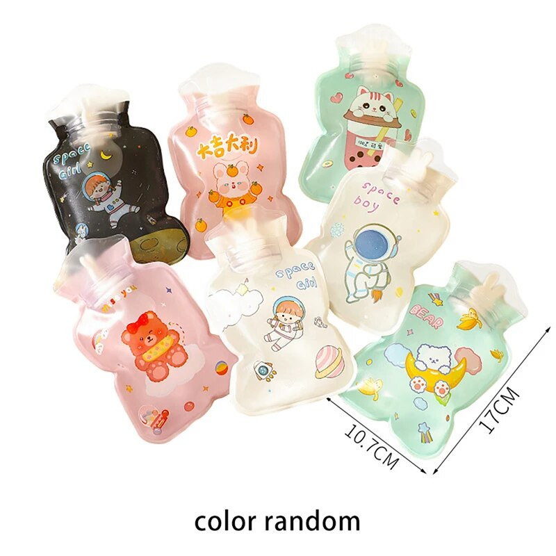 Χαριτωμένα μίνι μπουκάλια ζεστού νερού Φορητά Μικρά διαφανή κινούμενα σχέδια με νερό Γεμάτα νερό Χειμερινή τσάντα ζεστού νερού Προμήθειες οικιακής θέρμανσης