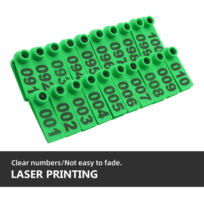 001-100 Nr. Aitas ausu etiķete Lāzera digitālā ausu etiķete Cūka Aitas auss zīme Auss reģistrācijas karte TPU materiāls Dzīvnieka ID zīme