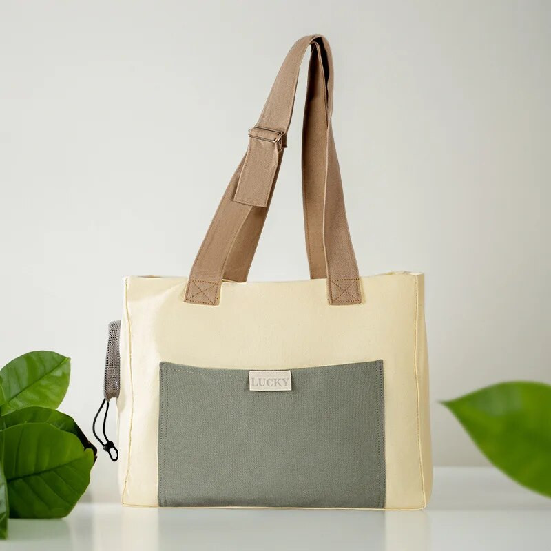 Vienkārša kaķu audekla soma Pārnēsājama mājdzīvnieku soma liela ietilpība izejošā mugursoma kaķu rokassoma ar regulējamu sprādzi kaķu piederumiem