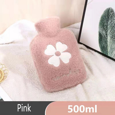 Φανέλα ζεστό μπουκάλι ζεστού νερού Χειμερινό χαριτωμένο μπουκάλι νερού Kawaii για κορίτσια Φορητό κρεβάτι μέσης ζεστό μπουκάλια 500/1000ml