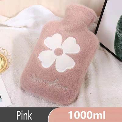 Φανέλα ζεστό μπουκάλι ζεστού νερού Χειμερινό χαριτωμένο μπουκάλι νερού Kawaii για κορίτσια Φορητό κρεβάτι μέσης ζεστό μπουκάλια 500/1000ml
