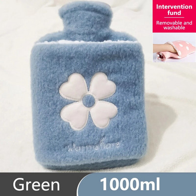 Φανέλα ζεστό μπουκάλι ζεστού νερού Χειμερινό χαριτωμένο μπουκάλι νερού Kawaii για κορίτσια Φορητό κρεβάτι μέσης ζεστό μπουκάλια 500/1000ml