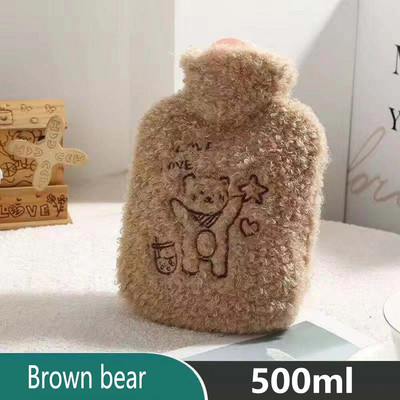 Φανέλα ζεστό μπουκάλι ζεστού νερού Χειμερινό χαριτωμένο μπουκάλι νερού Kawaii για κορίτσια Φορητό κρεβάτι μέσης ζεστό μπουκάλια 500/1000ml