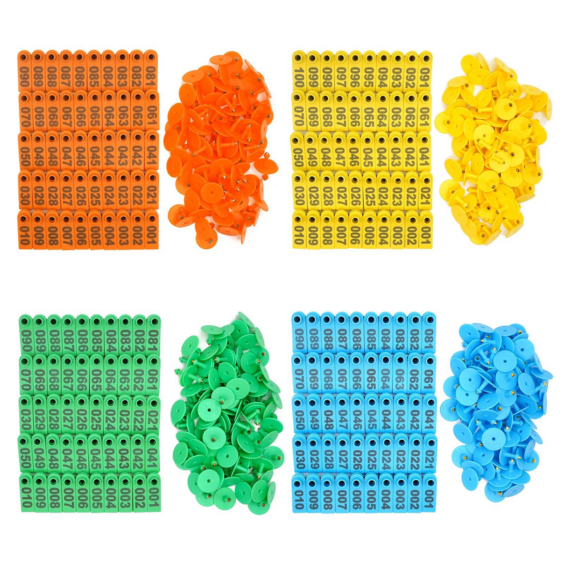 Nr 1-500 lamba kõrvasildid sõnaga kõrva lasertrükkimine vaskpea kõrvarõngad talulooma identifitseerimiskaart 100 tk