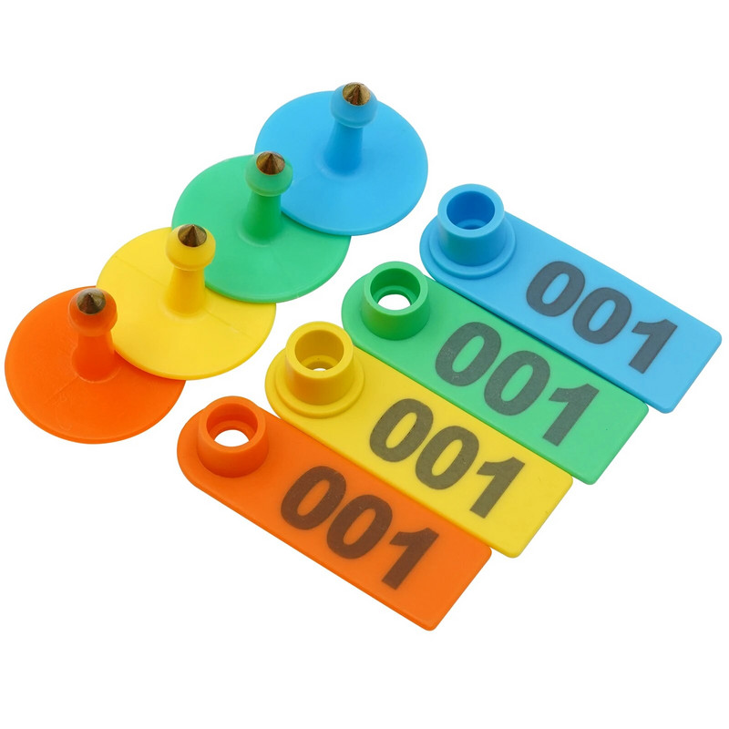 Nr 1-500 lamba kõrvasildid sõnaga kõrva lasertrükkimine vaskpea kõrvarõngad talulooma identifitseerimiskaart 100 tk