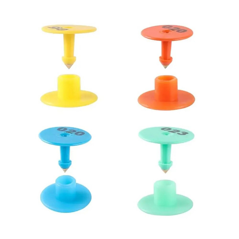 100 tk. Sea ja lamba kõrvamärgid numbritega 001-100 Hõõrumisvastased ümmargused sea ja lamba kõrvamärgid Põllumajanduse aretusjuhtimistarbed