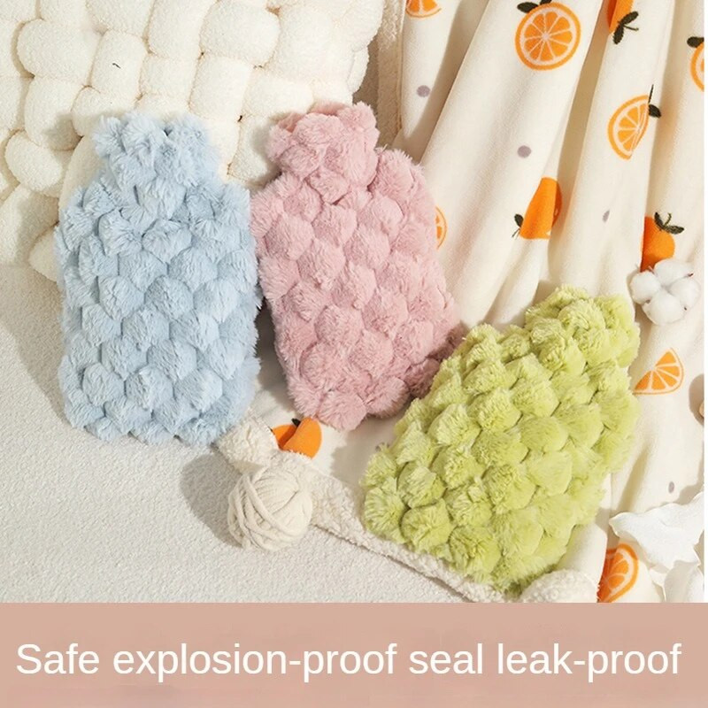 Μπουκάλια ζεστού νερού 1000ML Winter Thickened Injection Water Pvc Warner House House Χαριτωμένη βελούδινη τσάντα ζεστού νερού με προστασία από εκρήξεις