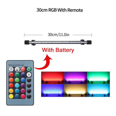 RGB akvariumo šviesa 18-57cm Nuotolinio valdymo nardymo lempa Spalvinga lempa 90-260v lempa augalams Žuvų rezervuaras būtinas amfibijai