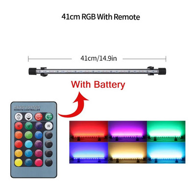 RGB akvariumo šviesa 18-57cm Nuotolinio valdymo nardymo lempa Spalvinga lempa 90-260v lempa augalams Žuvų rezervuaras būtinas amfibijai