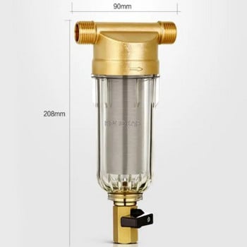 4 филтри за вода с разделяне на устата Преден пречиствател Меден оловен предфилтър Обратно промиване Премахване на замърсители от ръжда Седиментна тръба