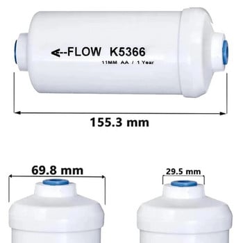 2 τμχ Ανταλλακτικό Φθοριούχο Φίλτρο Νερού K5366 Συμβατό με Στοιχεία καθαρισμού συστήματος φιλτραρίσματος νερού Gravity Εύκολη εγκατάσταση