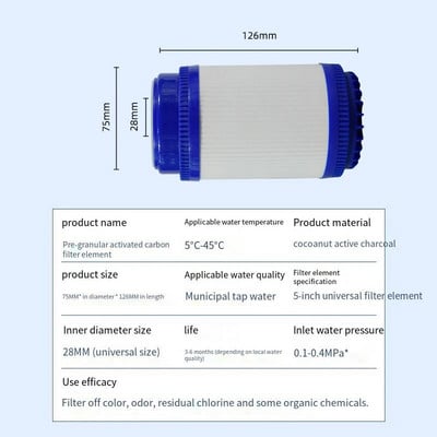 10 colių universali didelių riebalų kasetė PP medvilnė UDF aktyvioji anglis užblokuota vandens filtrų sistemai