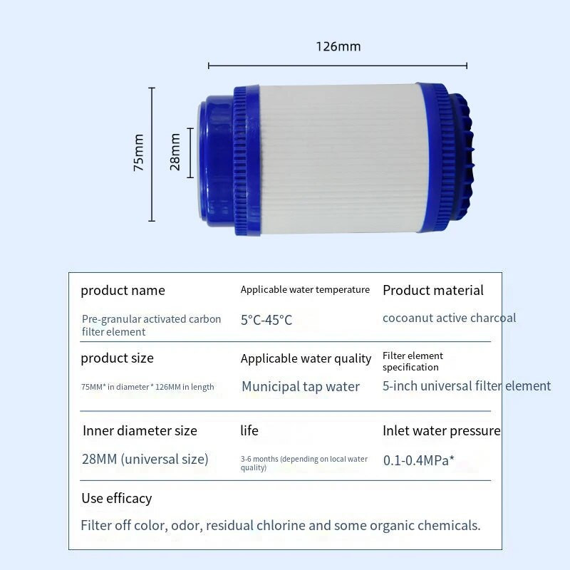 10 hüvelykes univerzális nagy zsírpatron PP pamut UDF aktív szén blokkolva a vízszűrő rendszerhez