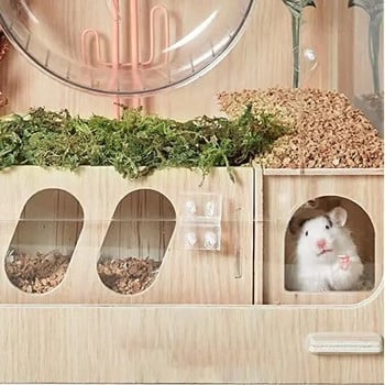 Wooden Hamster Toys Tunnel Escape Toy Hamster Hide House Χρηματοκιβώτιο πολλαπλών χρήσεων με χρήση ξύλινων παιχνιδιών για κουνέλια Νυφίτσες χρυσής αρκούδας