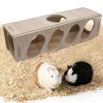 Wooden Hamster Toys Tunnel Escape Toy Hamster Hide House Χρηματοκιβώτιο πολλαπλών χρήσεων με χρήση ξύλινων παιχνιδιών για κουνέλια Νυφίτσες χρυσής αρκούδας
