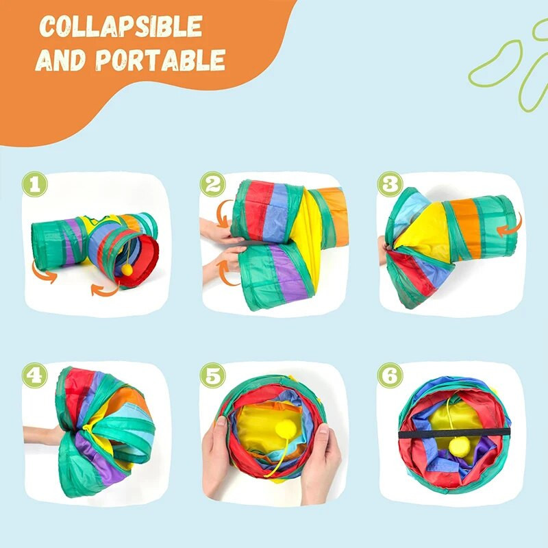 Rotaļlietas kāmjiem, žurku tunelis, jūrascūciņu tunelis, mazo dzīvnieku rotaļlietas, kāmju rotaļlietas, trīsvirzienu saliekama tuneļa rotaļlieta