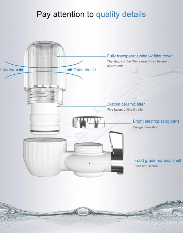 DMWD Pročišćivač vode iz slavine Kuhinjska slavina Perivi keramički perkolator Mini filtar za vodu Zamjenski filtar za uklanjanje bakterija od hrđe