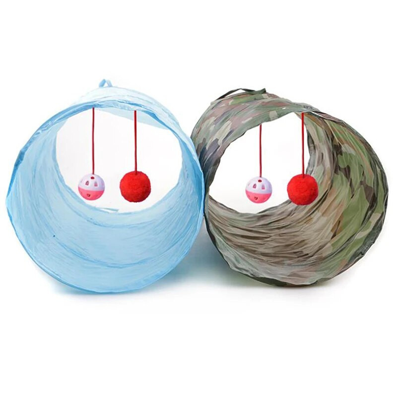 Salokāms kaķu kaķēns rotaļu tuneļa trusis alas gaiteņa caurulītes Mājdzīvnieku zvaniņš mazā ejas slēpšanās rotaļlieta