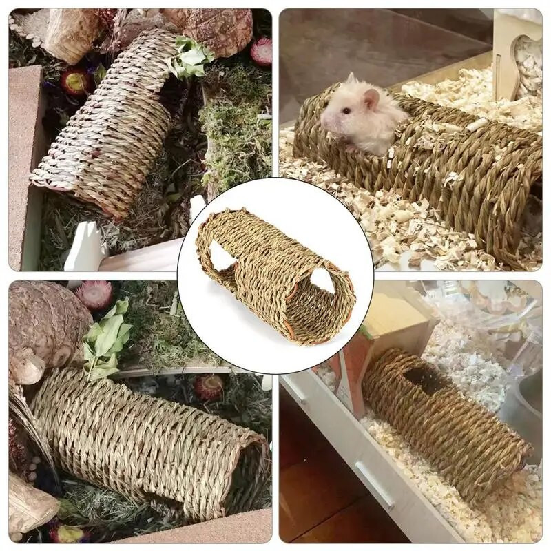 Hamster Grass Tunnel Φυσικό Grass Tunnel Χάμστερ Ευρύχωρη Φωλιά Εσωτερική Καλύβα Καταφύγιο για Μικρά Ζώα Κέντρο Δραστηριότητας για Ολλανδούς