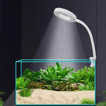Φως με κλιπ LED ενυδρείου USB 8W 360 μοιρών Περιστρεφόμενο φως δεξαμενών ψαριών για φυτά αλμυρού νερού 4 ρυθμιζόμενα χρώματα